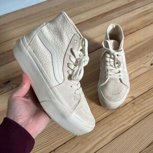 Vans Sk8-Hi Stacked Platform High Top Sneakers Cream Off White Marshmallow 7.5W